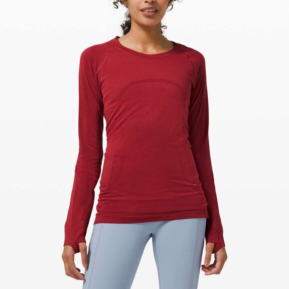 (0169) Lululemon Swiftly Tech Long Sleeve 2.0 Prep Red in Sz 6 **Crop - Picture 1 of 4